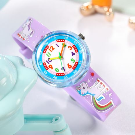 Candy-colored printed strap student watch small and cute printed plastic strap casual watch children's watch's discount tags