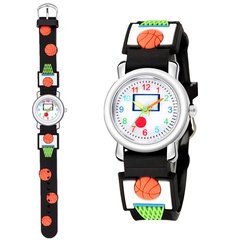 Reloj para niños en relieve 3D patrón de baloncesto reloj deportivo para estudiantes reloj deportivo elemental nihaojewelry al por mayor