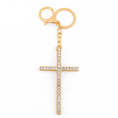 fashion simple zircon  creative gifts diamond cross metal keychain fashion bag ornaments car pendant nihaojewelry wholesale
