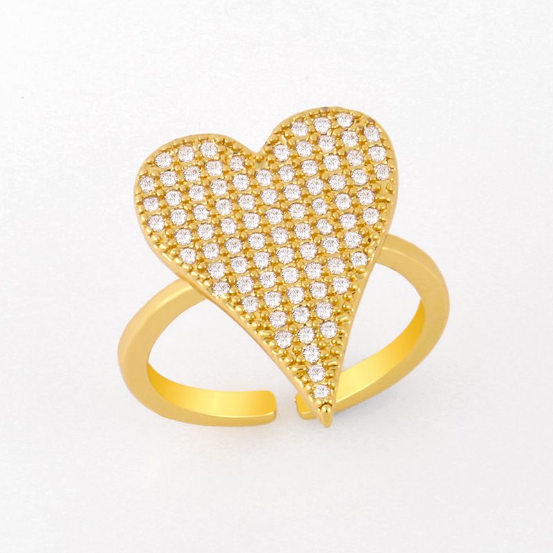 fashion simple  new diamond ring personalized love peach heart open  copper ring  nihaojewelry wholesale