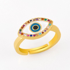 Moda nuevo anillo abierto del ojo del diablo con incrustaciones de color diamante gota de aceite de cobre anillo abierto nihaojewelry al por mayor