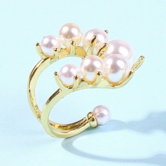 fashion niche design pearl ring trend semi-open creative alloy ring wholesale niihaojewelry