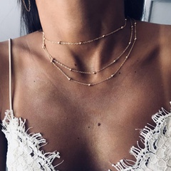 fashion new fashion multi-layer round bead necklace neck chain handmade multi-layer pendant necklace bead chain wholesale nihaojewelry