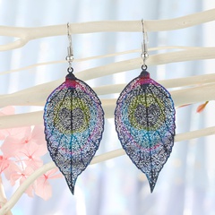 fashion ethnic leaves iron sheet ear hook  earring peacock feather water drop earrings wholesale nihaojewelry