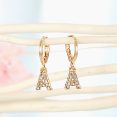fashion jewelry alphabet ear ring creative point diamond English alphabet ear buckle simple diamond earrings small earrings wholesale niihaojewelry
