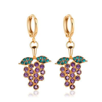 New  earrings personality fruit earrings diamond earrings with grapes elegant temperament tassel grape earrings wholesale nihaojewelry's discount tags