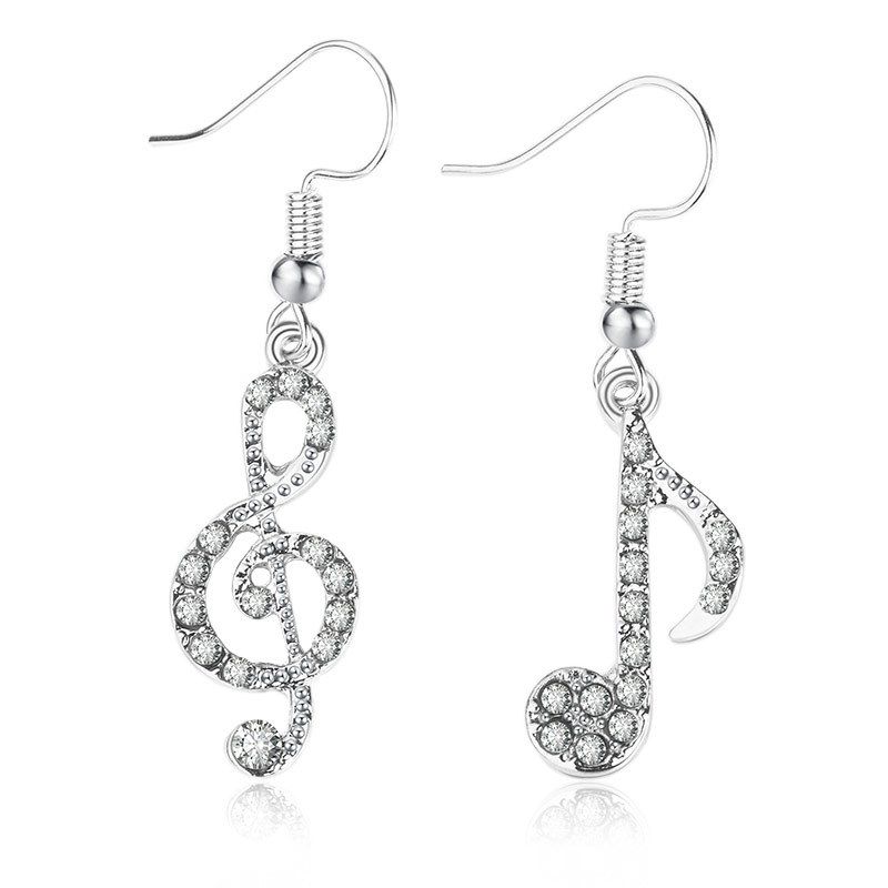 fashion new  diamondshaped musical notes temperament asymmetric earrings ladies personality wild music symbol earrings wholesale nihaojewelry