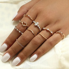 Nuevo anillo de amor hueco creativo simple conjunto de anillos conjunto de 9 piezas al por mayor niihaojewelry