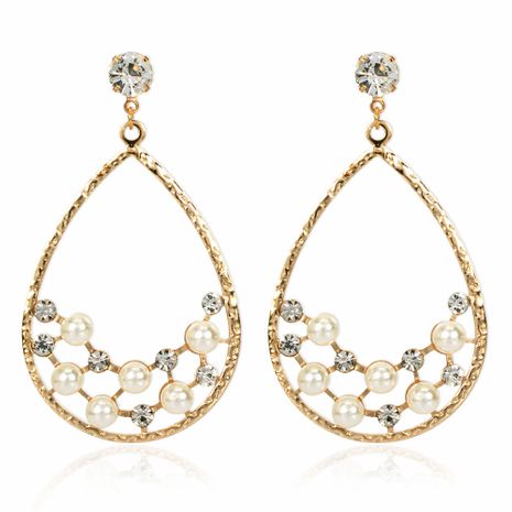 personnalité créative en forme de goutte en alliage acrylique serti de diamants boucles d'oreilles perles en gros nihaojewelry's discount tags