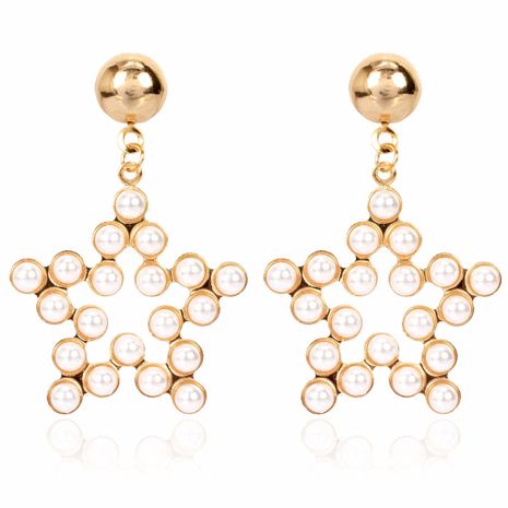 mode style minimaliste alliage incrusté de perles pentagramme boucles d'oreilles tempérament boucles d'oreilles en gros nihaojewelry's discount tags