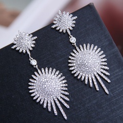 Korean fashion micro-set zircon dazzling sun flower temperament earrings wholesale nihaojewelry