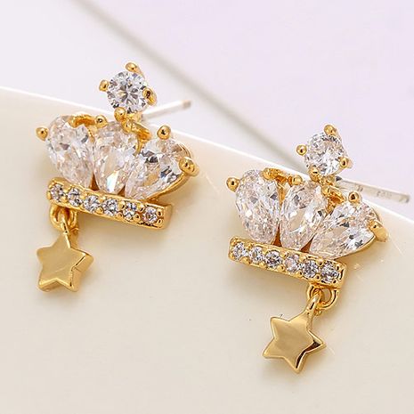 Korean fashion micro-set zircon crown personality temperament earrings wholesale nihaojewelry's discount tags