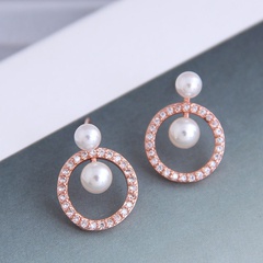 exquisite Korean fashion micro-set zircon pearl wild simple ring personality temperament earrings wholesale nihaojewelry