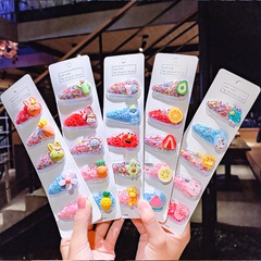 Korean version of the color quicksand transparent children's fruit hairpin resin side clip cute little flower bb clip bangs chuck jewelry