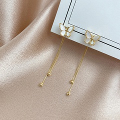 Korean fashion new retro forest butterfly silver needle earrings long chain tassels after hanging earrings wholesale nihaojewelry