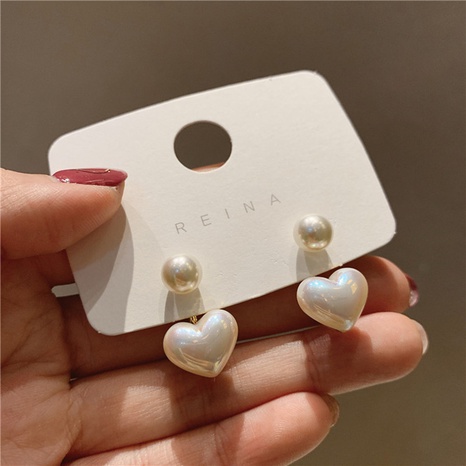 925 silver needle simple small love pearl earrings Korean girl earrings  wild temperament earrings wholesale nihaojewelry's discount tags