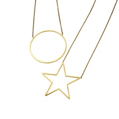Round Star Simple Titanium Steel Necklace Hot Selling Stainless Steel Plating Pendant wholesale nihaojewelry