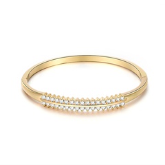 bracelet en diamant à deux rangées zircon micro-incrusté diamant bague fine bande alliage bijoux en gros nihaojewelry