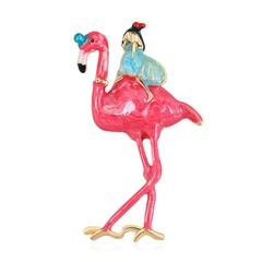 Korea hot models corsage fashion three-dimensional oil drop flamingo pearl brooch  wholesale nihaojewelry