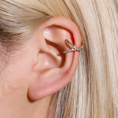 new style single earless ear clip ear jewelry personality cross U-shaped ear clip retro style diamond earrings wholesale nihaojewelry