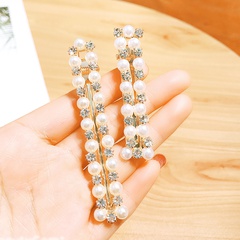 pearl rhinestone alloy hairpin word clip hairpin hair trimming clip women's wholesale nihaojewelry