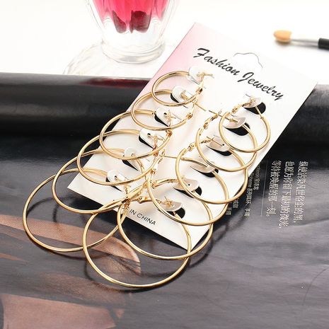 golden ear ring suit Korean female big earring simple exaggerated circle ring wholesale nihaojewelry NHYI223926's discount tags