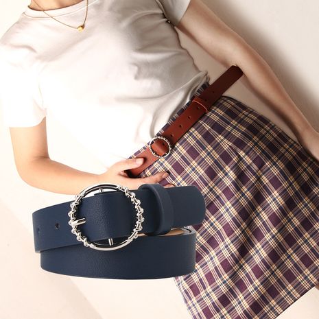 Nuevo cinturón de moda patrón de hebilla redonda decoración de la ropa cinturón coreano casual pin hebilla de cinturón al por mayor nihaojewelry's discount tags