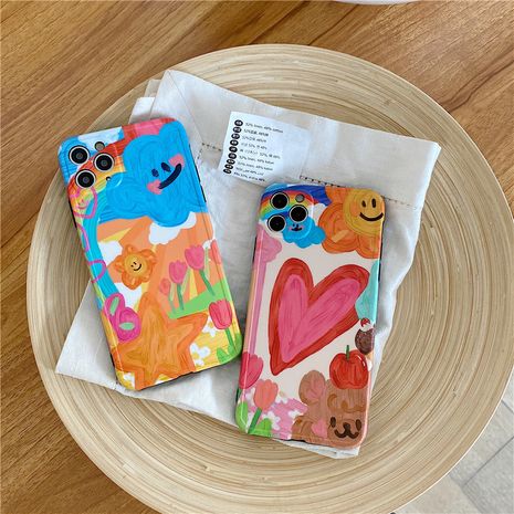 Cartoon oil painting bracket shell iPhone 11Pro/Max/se2 /8/7plus silicone case wholesale nihaojewelry's discount tags