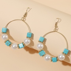 Europäische und amerikanische hand gefertigte geometrische Perlen-und Stein ohrringe für Frauen, grenz überschreitende personal isierte Perlen-Ohrringe