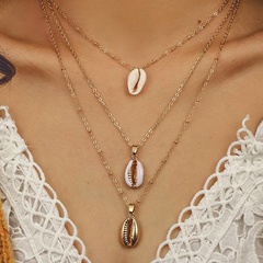 Bohemian multi-layer necklace fashion three-layer natural shell pendant necklace wholesale nihaojewelry