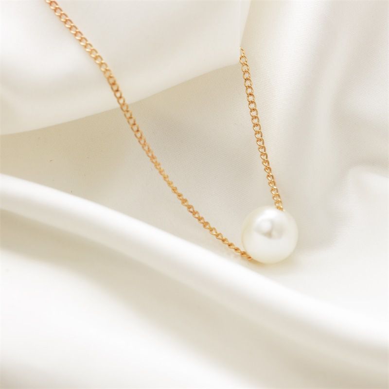 Simple Pearl Ball Short Necklace Korean Star Simple Clothing Clavicle Chain wholesale nihaojewelry