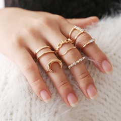 fashion diamond ring set creative moon combination ring 11 piece set ring wholesale nihaojewelry