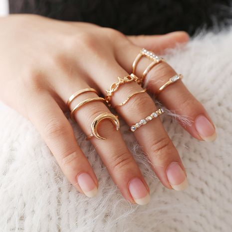 Anillo de diamantes de moda conjunto creativo anillo de combinación de luna conjunto de 11 piezas anillo al por mayor nihaojewelry's discount tags