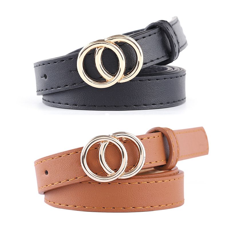 new ladies thin belt fashion casual decoration jeans belt double round buckle wholesale nihaojewelry