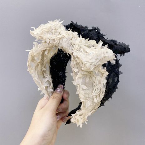 new lace sequin headband Korean headdress summer wide-brimmed headband out bow headband wholesale nihaojewelry's discount tags
