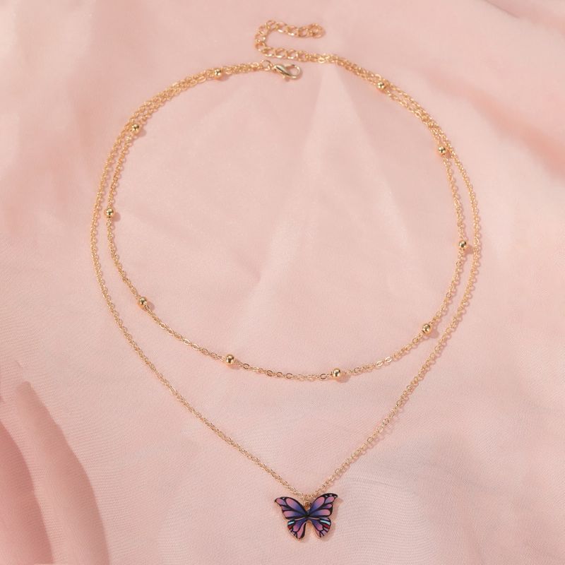 Download hot sale retro double-layer bead butterfly necklace ...