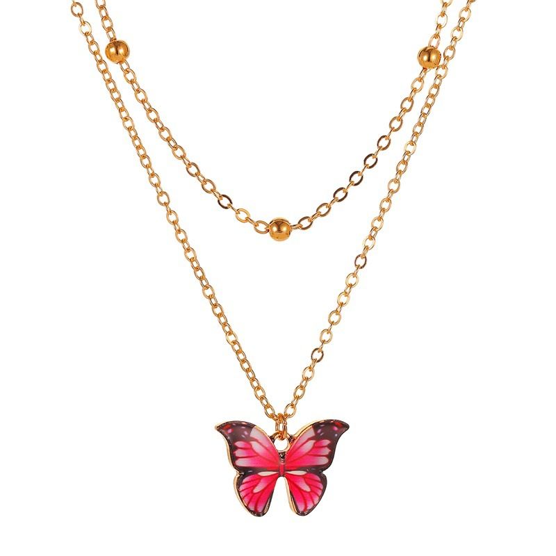 Download hot sale retro double-layer bead butterfly necklace ...