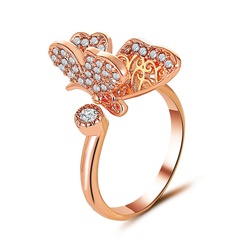 mode exquis plein diamant ouvert papillon anneau dames bijoux de luxe en gros nihaojewelry