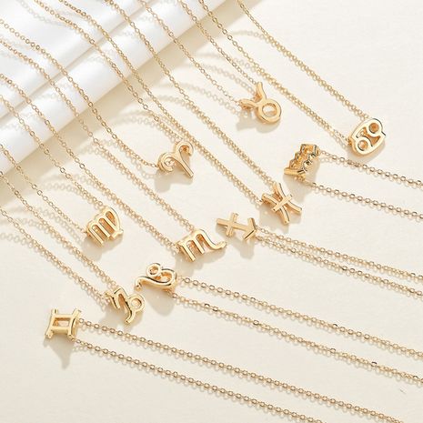 twelve constellation pendants 316L titanium steel gold-plated ladies necklace wholesale distribution wholesale nihaojewelry's discount tags