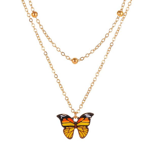 Download hot sale retro double-layer bead butterfly necklace ...