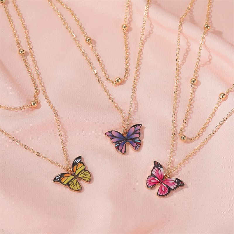 Download hot sale retro double-layer bead butterfly necklace ...