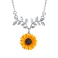 Ornament CrossBorder New Arrival Fashion Sunflower Necklace Leaves Flowers Europe and America Creative Womenpicture12