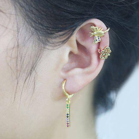 new earrings crown C-shaped ear bone clip micro-set zircon pierced earrings wholesale nihaojewelry's discount tags