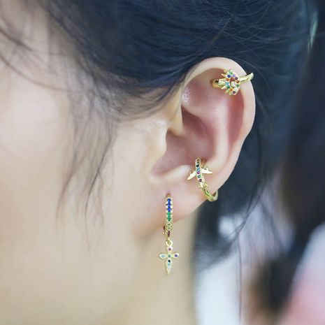 ear clips without pierced ears C type earrings aircraft devil's eye diamond earrings wholesale nihaojewelry's discount tags