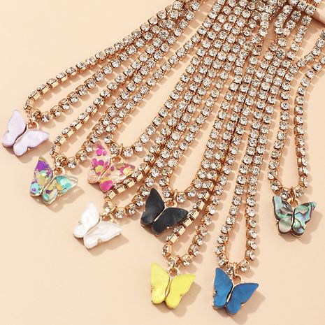 fashion jewelry popular claw chain drill shiny clavicle chain acrylic butterfly necklace wholesale nihaojewelry's discount tags