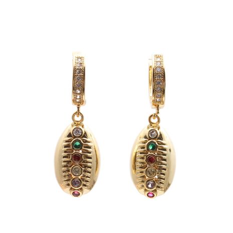 Trendy new jewelry micro-set zircon shell earrings wholesale nihaojewelry's discount tags