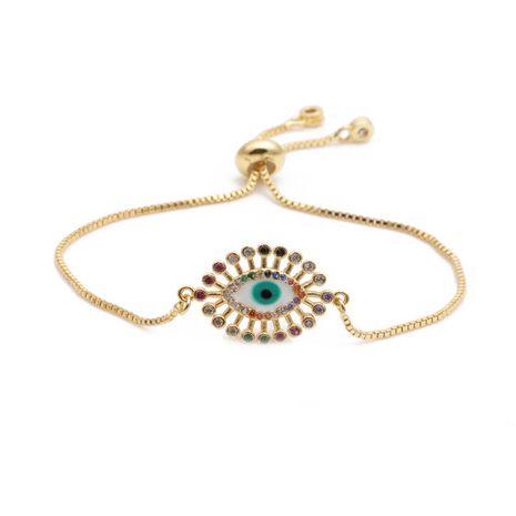 fashion trend new box chain zircon evil eye adjustable ladies bracelet wholesale nihaojewelry's discount tags