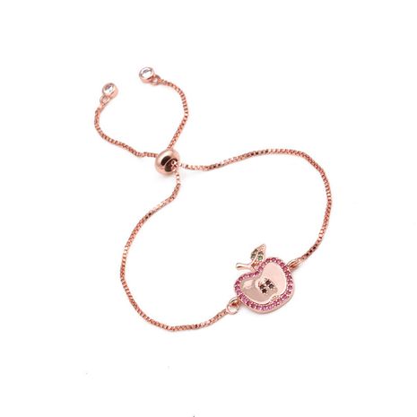 Venta caliente estilo brasileño cobre micro-set pulsera de manzana de circón señoras tejidas regalo de San Valentín al por mayor nihaojewelry's discount tags