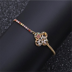 fashion jewelry copper micro inlay zirconium flower adjustable bracelet wholesale nihaojewelry