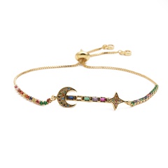 jewelry copper micro-set zirconium oval moon stars adjustable bracelet gift wholesale nihaojewelry